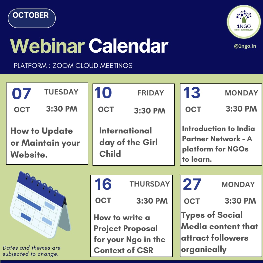 Webinar  Calendar ‐ October
